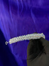 Blanc Triple Row Round CZ Bridal Headband – Silver Diamond Tennis Tiara with Oval Solitaire Centre & Full Crystal Coverage