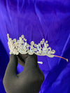 Opal Moon Crystal Bridal Tiara – Silver Mixed Crown with Moonstone Cabochons, Teardrop Crystals, Crystal Beads & Pavé Base