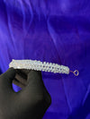 Blanc Triple Row Round CZ Bridal Headband – Silver Diamond Tennis Tiara with Oval Solitaire Centre & Full Crystal Coverage