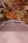 Dew Mixed CZ Slim Bridal Tiara – Silver Ultra-Fine Cluster Band Crown with Teardrop & Round CZ, Floral Centre Motif