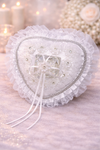 Eternabloom™ – Crystal Heart Lace Bridal Ring Pillow