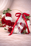Eternabloom™ Crimson Ivory Bridal Hoop Bouquet