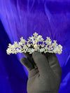 Pearl & Crystal Bead Bridal Tiara – Silver Floral Scroll Crown with Faceted Beads, Pearls & Rhinestone Clusters