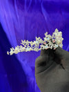 Pearl & Crystal Bead Bridal Tiara – Silver Floral Scroll Crown with Faceted Beads, Pearls & Rhinestone Clusters