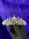Luna Moonstone Crystal Bridal Tiara – Silver Botanical Branch Crown with Opal Beads & Teardrop Centre