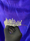 Nova Spike Crystal Bridal Tiara – Silver Starburst Pin Crown with Graduated Crystal Rods & Bow Centre