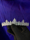 Frost Marquise Snowflake Bridal Tiara – Silver All-CZ Crown with Repeating Star Cluster Pattern & Graduated Silhouette