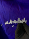 Frost Marquise Snowflake Bridal Tiara – Silver All-CZ Crown with Repeating Star Cluster Pattern & Graduated Silhouette