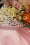 Lisette Lace Crystal Bridal Tiara – Silver Floral Filigree Crown with Standing Marquise Gems