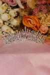 Nova Spike Crystal Bridal Tiara – Silver Starburst Pin Crown with Graduated Crystal Rods & Bow Centre
