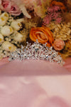 Luna Moonstone Crystal Bridal Tiara – Silver Botanical Branch Crown with Opal Beads & Teardrop Centre