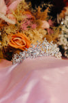 Luna Moonstone Crystal Bridal Tiara – Silver Botanical Branch Crown with Opal Beads & Teardrop Centre