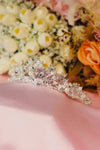 Pearl & Crystal Bead Bridal Tiara – Silver Floral Scroll Crown with Faceted Beads, Pearls & Rhinestone Clusters