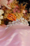 Pearl & Crystal Bead Bridal Tiara – Silver Floral Scroll Crown with Faceted Beads, Pearls & Rhinestone Clusters