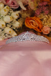 Celine Triple Row Marquise Bridal Tiara – Silver CZ Band Crown with Starburst Centre & Graduated Leaf Design