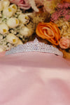 Diana Double Row Marquise Bridal Tiara – Silver CZ Wide Band Crown with Starburst Marquise Peak & Pavé Border
