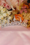 Meadow Crystal Bead & Marquise Bridal Tiara – Silver Botanical Spike Crown with Mixed Elements, Solitaire Tips & Pavé Base