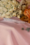 Blanc Triple Row Round CZ Bridal Headband – Silver Diamond Tennis Tiara with Oval Solitaire Centre & Full Crystal Coverage
