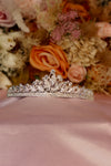 Amour Heart & Leaf Crystal Bridal Tiara – Silver Open Heart Centre Crown with Fern Leaf Spires & Double Pavé Base