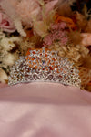 Versailles Scroll Filigree Bridal Crown – Silver Wide Open Lace Tiara with Marquise Centre Stone, Heart Motifs & Rhinestone Scrollwork