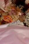 Pearl & Marquise Leaf Bridal Tiara – Silver Graduated Pearl Row Crown with Crystal Leaf Upper Band & Pavé Base Rail