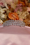 Laurel Triple Layer Marquise Bridal Tiara – Silver CZ Wide Band Crown with Open Starburst Centre Bloom & Graduated Leaf Formations
