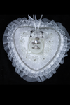 Heart-Shaped Satin Wedding Ring Basket (Pearl & Bow Design) - FB-RB11
